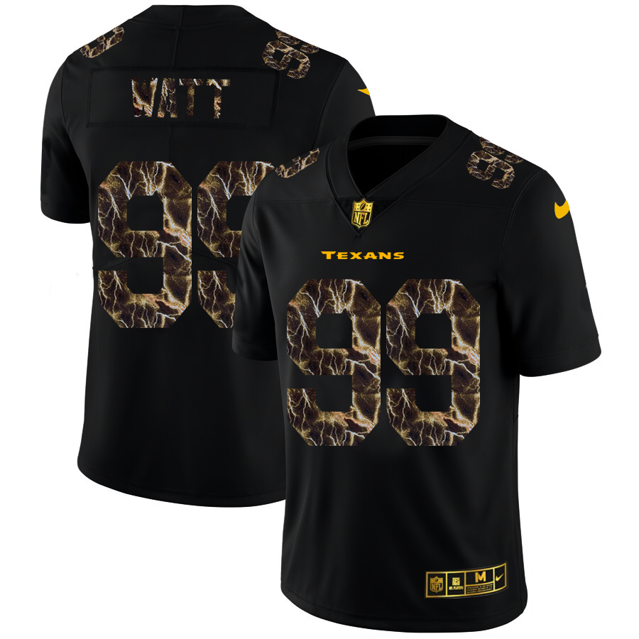 2020 Houston Texans #99 J.J. Watt Men Black Nike Flocked Lightning Vapor Limited NFL Jersey